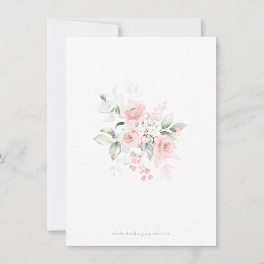 悔やみや弔慰愛の思い出ピンクローズフローラありがとう サンキューカード (裏面)