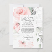 悔やみや弔慰愛の思い出ピンクローズフローラありがとう サンキューカード (正面)