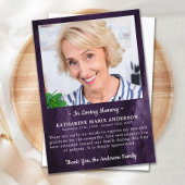 悔やみや弔慰愛の記憶フォトマーブルパープル葬儀 サンキューカード