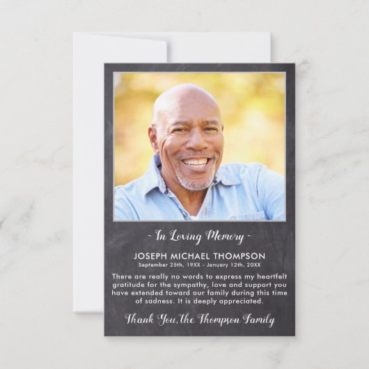悔やみや弔慰愛素朴記憶の写真葬儀 サンキューカード (正面)