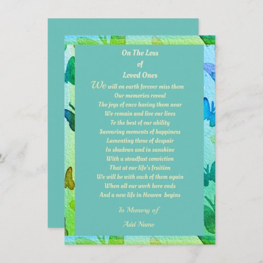 悔やみや弔慰感謝していは2ドル詩の下でデジタル 案内状 (正面/裏面)