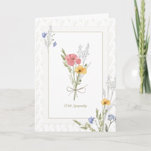 悔やみや弔慰押かわいらしし花模様付き カード (正面)