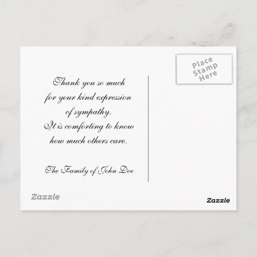 悔やみや弔慰有償はがき ポストカード (裏面)