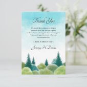 悔やみや弔慰死別の葬儀水の色ウッドランド サンキューカード (スタンド正面)