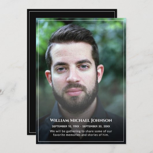 悔やみや弔慰死別カスタム写真葬祭記念 招待状 (正面/裏面)