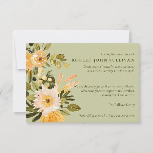 悔やみや弔慰死別フォト葬儀サンキューカード (正面)