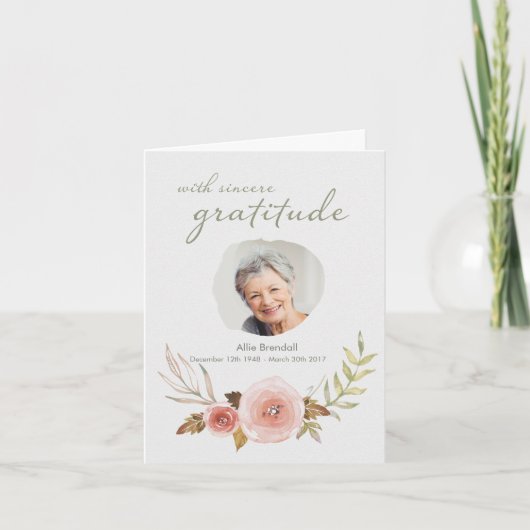 悔やみや弔慰水彩サンキューカード（写真あり） サンキューカード (正面)