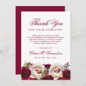 悔やみや弔慰水彩フローラブルゴーニュ葬儀 サンキューカード (正面/裏面)
