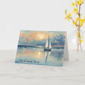 悔やみや弔慰水彩帆船オン海水 カード (黄色い花)