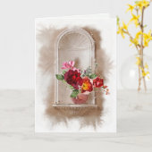 悔やみや弔慰水彩花とワイングラス カード (黄色い花)