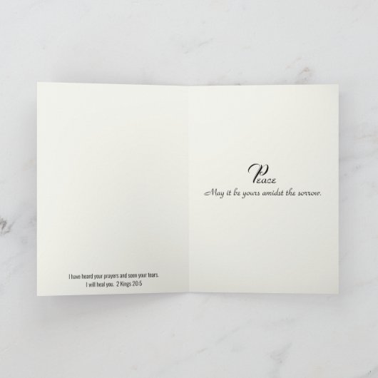 悔やみや弔慰水色の雪をかぶった山々 カード (内部)