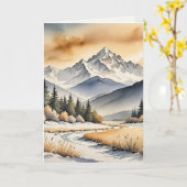 悔やみや弔慰水色の雪をかぶった山々 カード (黄色い花)