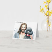 悔やみや弔慰犬の損失 – プードルとイエス カード (黄色い花)