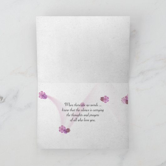 悔やみや弔慰用のピンク色のグラジオラスの蝶 カード (内部)