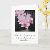 悔やみや弔慰用の雨滴付きピンクのラン カード (黄色い花)