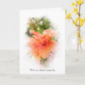 悔やみや弔慰用オレンジハイビスカス カード (黄色い花)