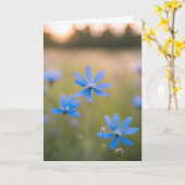 悔やみや弔慰用フィールドの青い野花 カード (黄色い花)