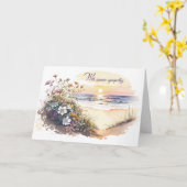 悔やみや弔慰用水彩海ビーチ カード (黄色い花)