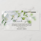 悔やみや弔慰白い蘭ありがとう |写真 サンキューカード (正面/裏面)