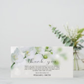 悔やみや弔慰白い蘭ありがとう |写真 サンキューカード (スタンド正面)