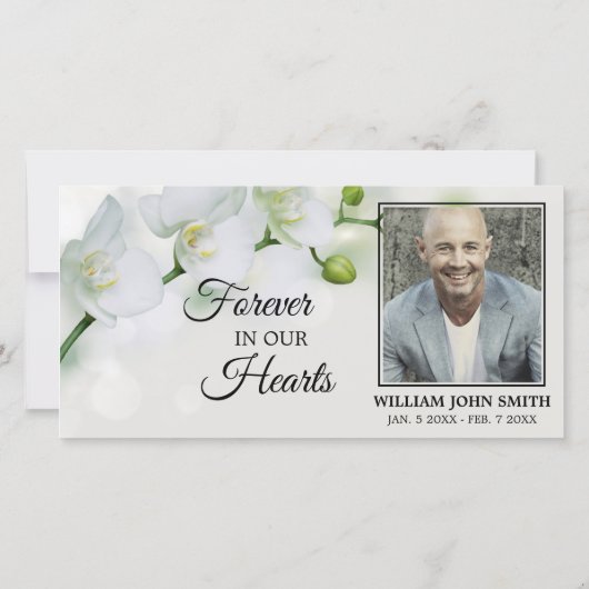 悔やみや弔慰白い蘭ありがとう |写真 サンキューカード (裏面)