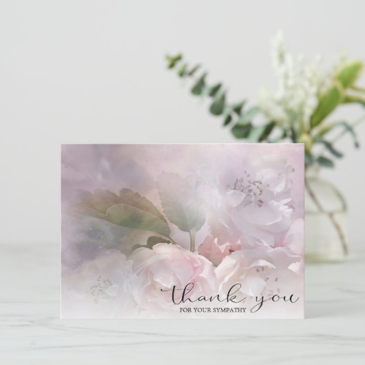 悔やみや弔慰白ピンクの花ありがとう |写真 サンキューカード (スタンド正面)