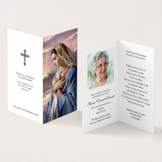 悔やみや弔慰神聖なカードメリー|神聖な母 名刺 (内部&外部)