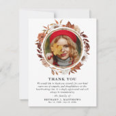 悔やみや弔慰秋秋リース葬儀写真 サンキューカード (正面)