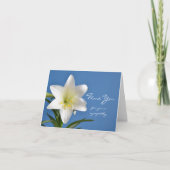 悔やみや弔慰空白のありがとうノートカード、イースターリリー サンキューカード (正面)
