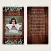 悔やみや弔慰素朴ユーカリ記念祈りの言葉カード (正面&裏面)