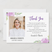 悔やみや弔慰紫とピンクの花写真葬儀 サンキューカード (正面)