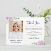 悔やみや弔慰紫とピンクの花写真葬儀 サンキューカード (スタンド正面)