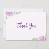 悔やみや弔慰紫とピンクの花写真葬儀 サンキューカード (裏面)