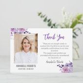 悔やみや弔慰紫ワイルドフラワーフォト葬儀 サンキューカード (スタンド正面)