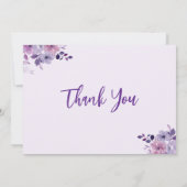 悔やみや弔慰紫ワイルドフラワーフォト葬儀 サンキューカード (裏面)