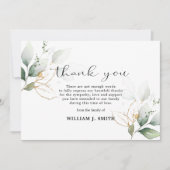 悔やみや弔慰緑の金ゴールド葉ありがとう |写真 サンキューカード (正面)