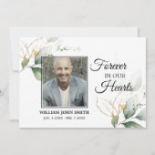 悔やみや弔慰緑の金ゴールド葉ありがとう |写真 サンキューカード (裏面)