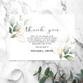 悔やみや弔慰緑の金ゴールド葉ありがとう |写真 サンキューカード