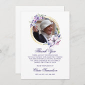 悔やみや弔慰葬儀ありがとう水の色フローラ写真 サンキューカード (正面/裏面)