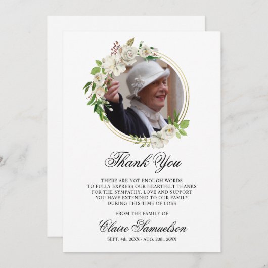 悔やみや弔慰葬儀ありがとう水の色フローラ写真 サンキューカード (正面/裏面)