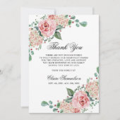 悔やみや弔慰葬儀サンキューウォーターカラーピンクフローラ サンキューカード (正面)