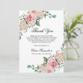 悔やみや弔慰葬儀サンキューウォーターカラーピンクフローラ サンキューカード (スタンド正面)