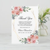 悔やみや弔慰葬儀サンキューウォーターカラーピンクフローラ サンキューカード (スタンド正面)