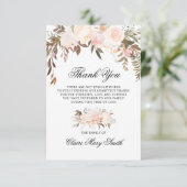 悔やみや弔慰葬儀サンキューウォーターカラーフローラピンク サンキューカード (スタンド正面)