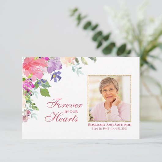 悔やみや弔慰葬儀サンキューカードフローラ写真 サンキューカード (スタンド正面)