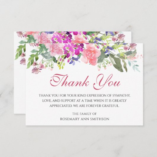 悔やみや弔慰葬儀サンキューカードフローラ サンキューカード (正面/裏面)