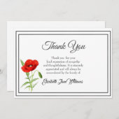 悔やみや弔慰葬儀サンキューノートカード | Poppy サンキューカード (正面/裏面)