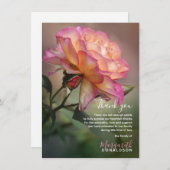 悔やみや弔慰葬儀サンキューピンクロース サンキューカード (正面/裏面)