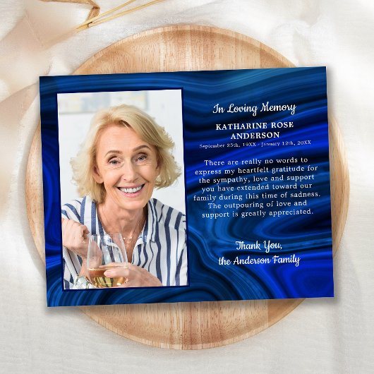 悔やみや弔慰葬儀サンキューフォトブルーマーブル