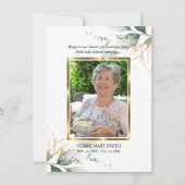 悔やみや弔慰葬儀サンキューボタニカルグリーンフォト サンキューカード (裏面)